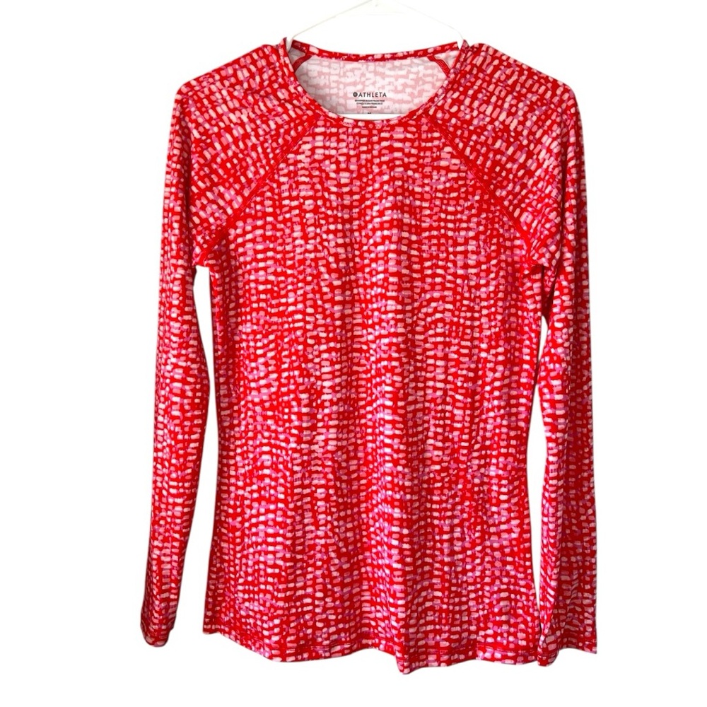 Athleta Point Break Rash Guard Top Size Medium Hudson Red